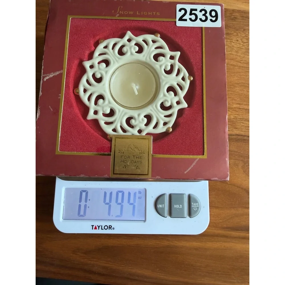 VTG Lenox Snow Lights Sparkle Tealight Votive Holder Ivory Gold Accent